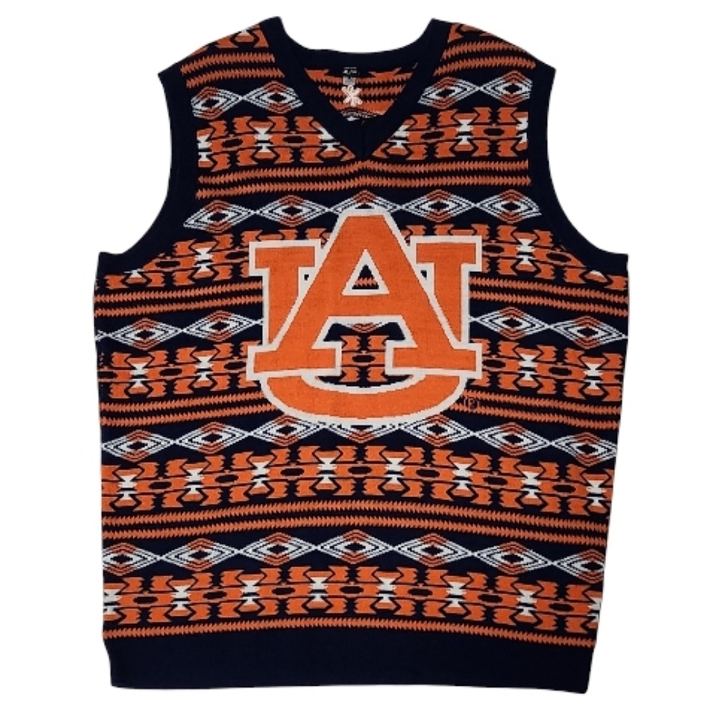 NWT Y2K Orange Aurburn Tigers NCAA Vintage V-Neck Collegiate Sweater Vest sz XXL